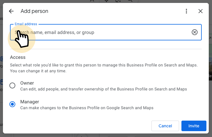 Clicking the Add user button